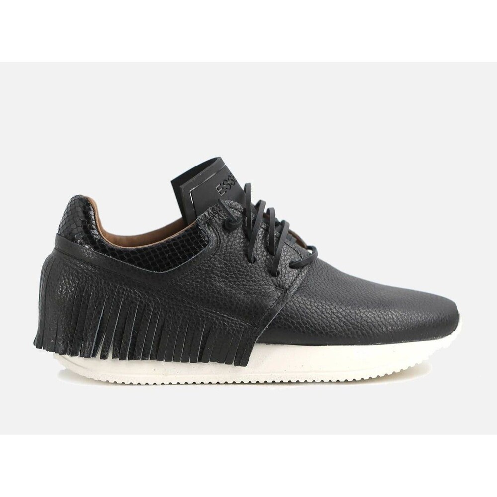 ESSEutESSE Black Leather Fringe Sneakers Women’s Size 36 US 5.5